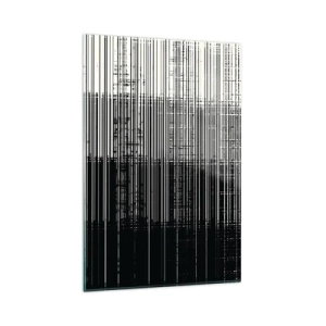 Quadro su vetro - Composizione astratta di linee in bianco e nero contrastanti - 80x120cm - Onde e vibrazioni - Decorazione murale moderna per soggiorno e camera da letto ARTTOR