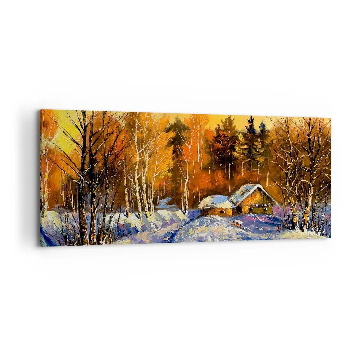 Quadro su tela - Stampe su Tela - Impressionismo invernale al sole - 100x40 cm