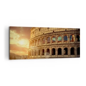 Quadro su tela - Stampe su Tela - Il Colosseo a Roma al tramonto - 120x50cm - Impressione colossale - Decorazione murale moderna per soggiorno e camera da letto ARTTOR
