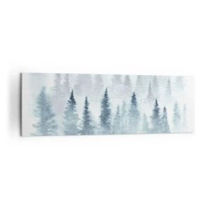 Quadro su tela - Stampe su Tela - Foreste di conifere immerse in una delicata nebbia - 160x50cm - Avvolti nella nebbia - Decorazione murale moderna per soggiorno e camera da letto ARTTOR