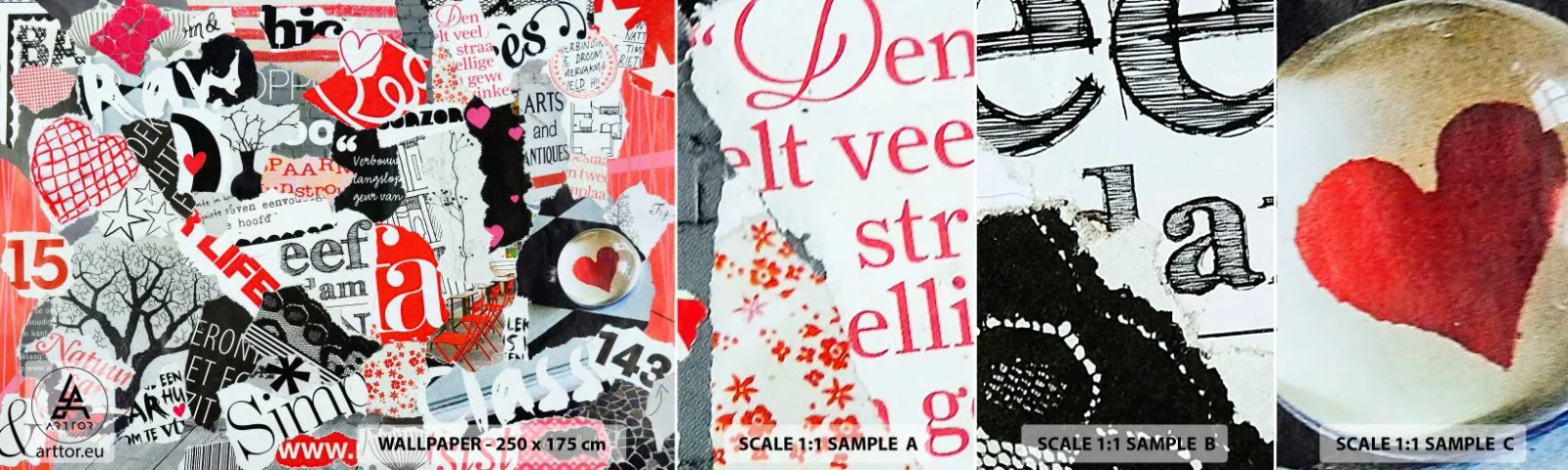 Campione Di Fotomurale Standard Eco - Collage hipster - Graffiti, Murale, Vintage ▾ - 100x30 cm