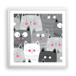 Poster in cornice bianca - Il mondo dei gatti - 50x50 cm