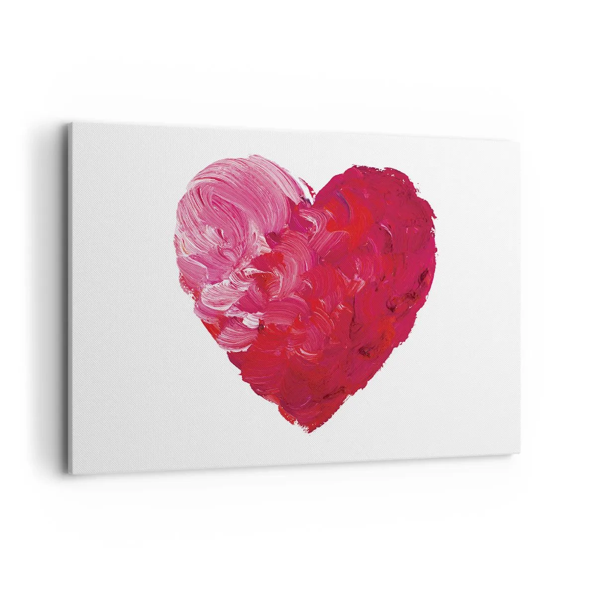 Quadro su tela - Stampe su Tela - Un cuore rosa e rosso dipinto con un pennello - 120x80cm - All you need is love - Decorazione murale moderna per soggiorno e camera da letto ARTTOR
