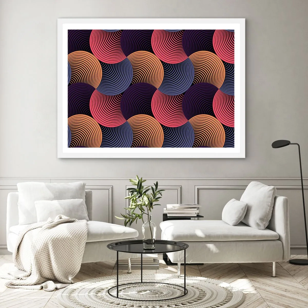 Poster in cornice bianca - Al ritmo delle sfere - 100x70 cm