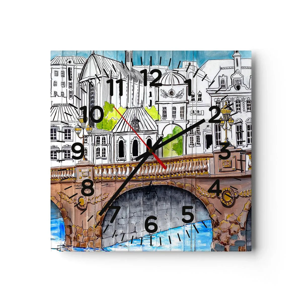 Orologio da parete - Orologio in Vetro - Una città come dipinta - 40x40 cm