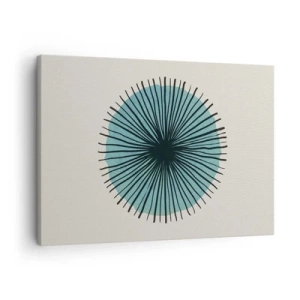 Quadro su tela - Stampe su Tela - Forma circolare astratta con raggi blu - 70x50cm - Radiosamente nel blu - Decorazione murale moderna per soggiorno e camera da letto ARTTOR
