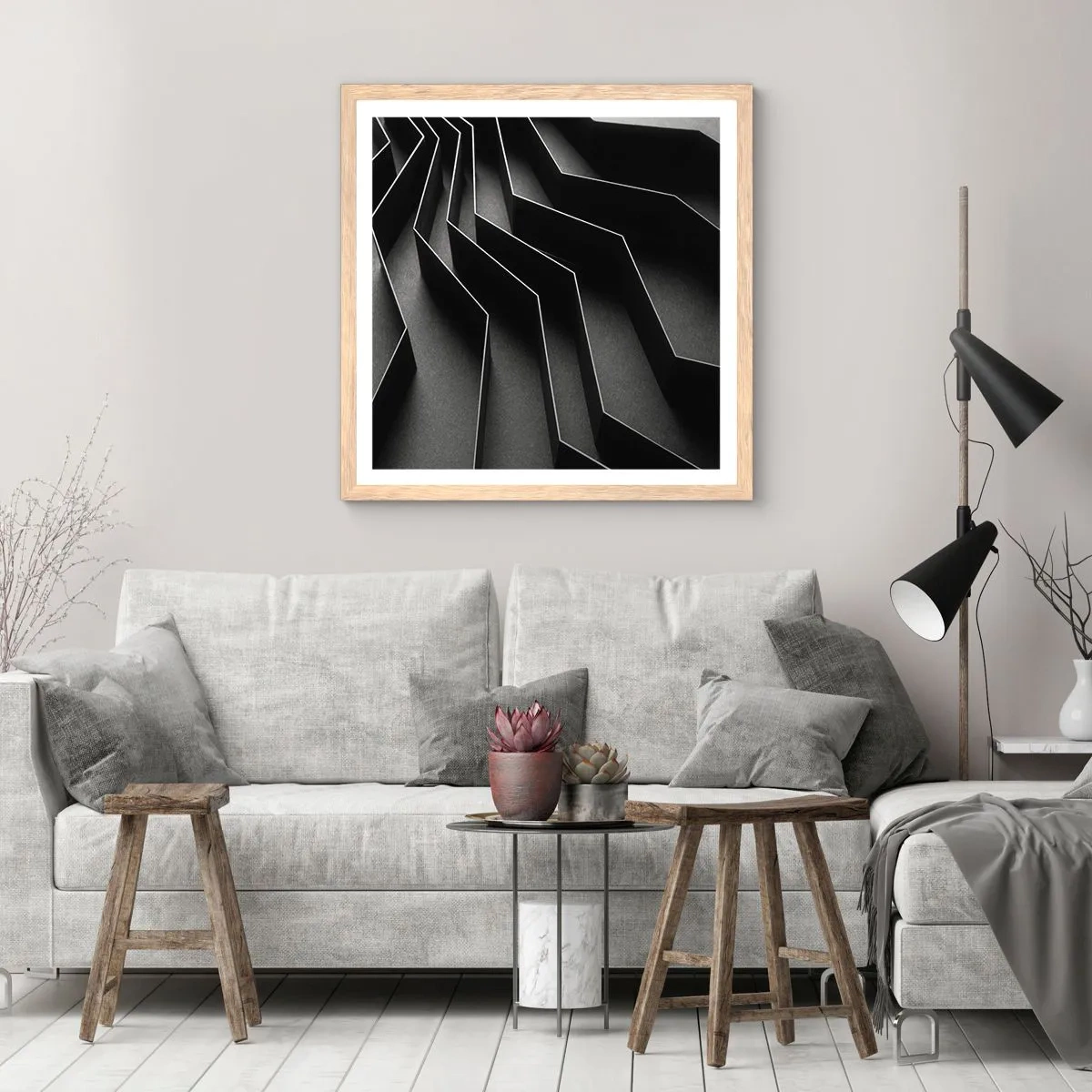 Poster in cornice rovere chiaro - Ordine tridimensionale - 50x50 cm