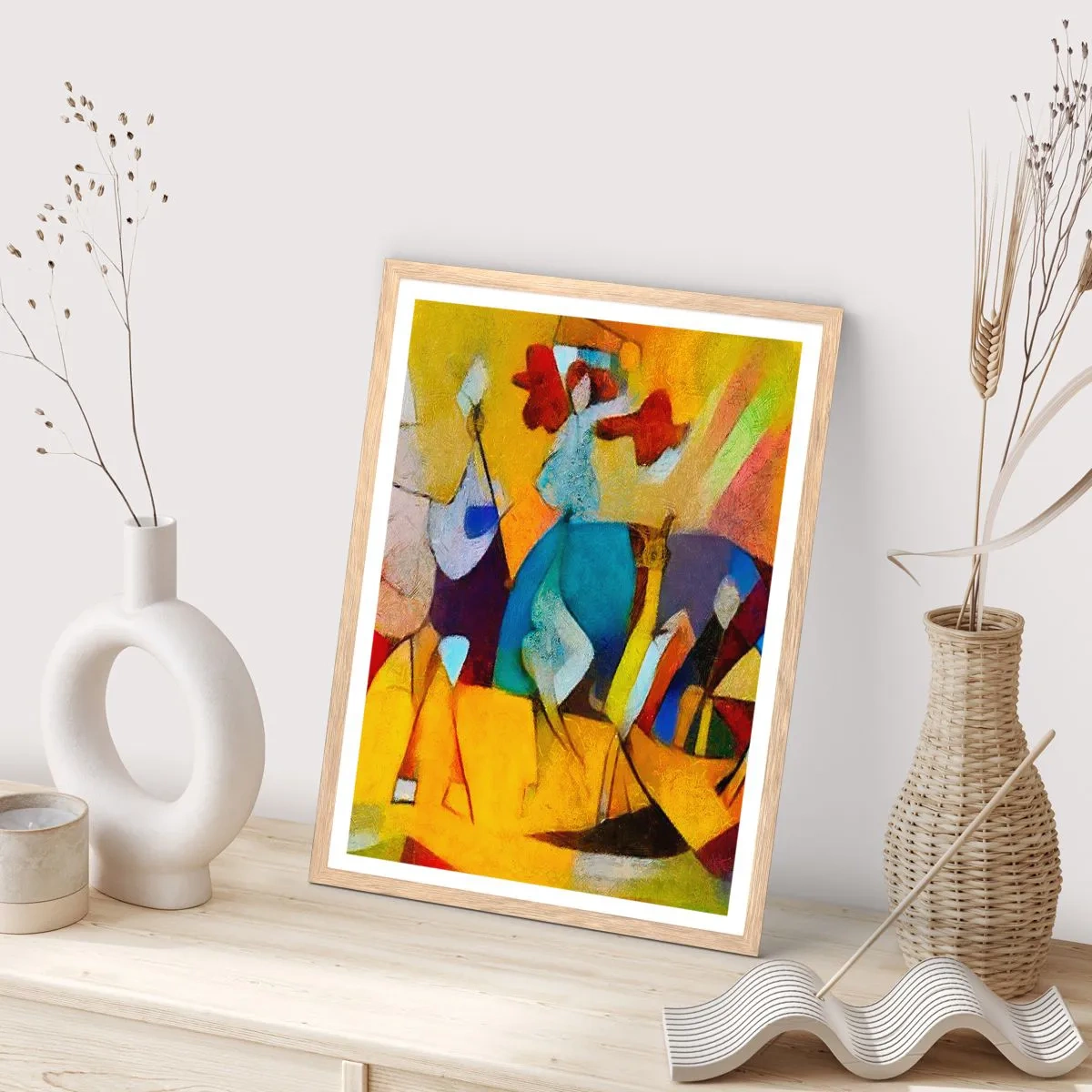 Poster in cornice rovere chiaro - Sole - vita - gioia - 61x91 cm