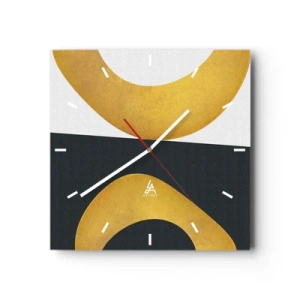 Orologio da parete - Orologio in Vetro - Forme geometriche in oro su sfondo bianco e scuro - 30x30cm - Iniziamo dall'oro - Decorazione murale moderna per soggiorno e camera da letto ARTTOR