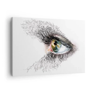 Quadro su tela - Stampe su Tela - Un occhio artistico con un'iride giallo-verde e dettagli intricati. - 70x50cm - Guarda dentro l'anima - Decorazione murale moderna per soggiorno e camera da letto ARTTOR