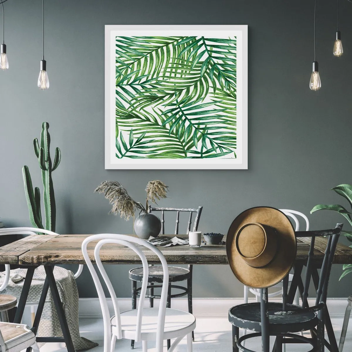 Poster in cornice bianca - Sotto un baldacchino verde - 60x60 cm