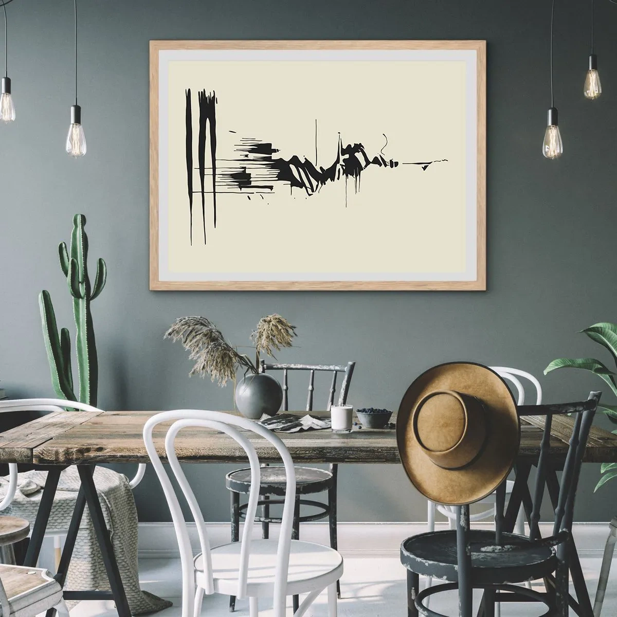 Poster in cornice rovere chiaro - Astrazione frettolosa - 100x70 cm