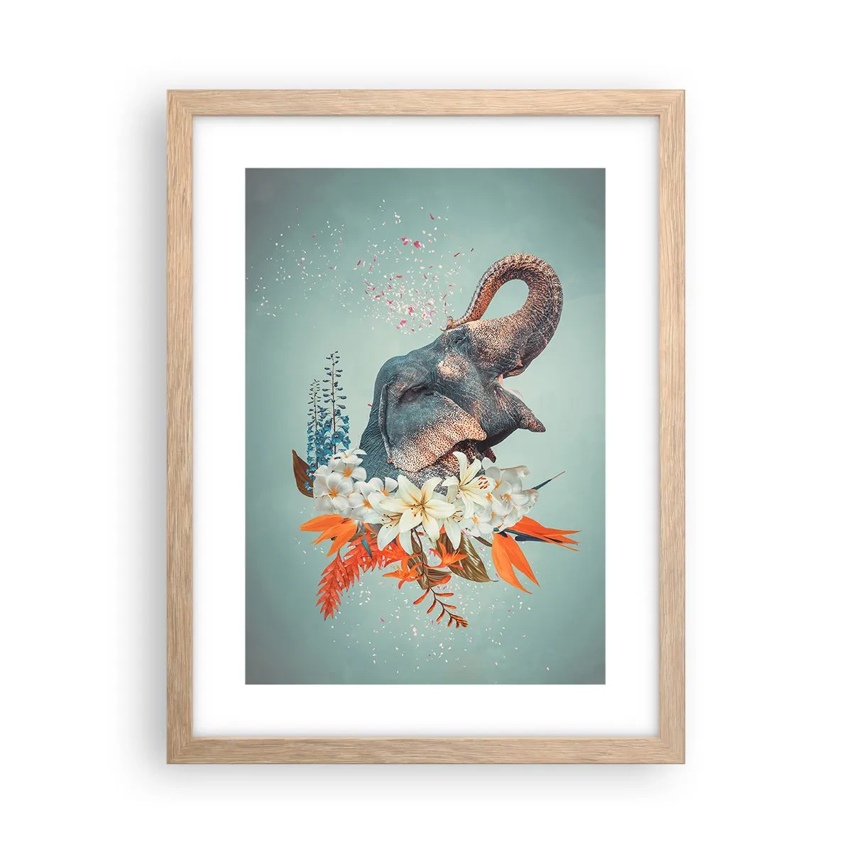 Poster in cornice rovere chiaro - Barrito di gioia - 30x40 cm