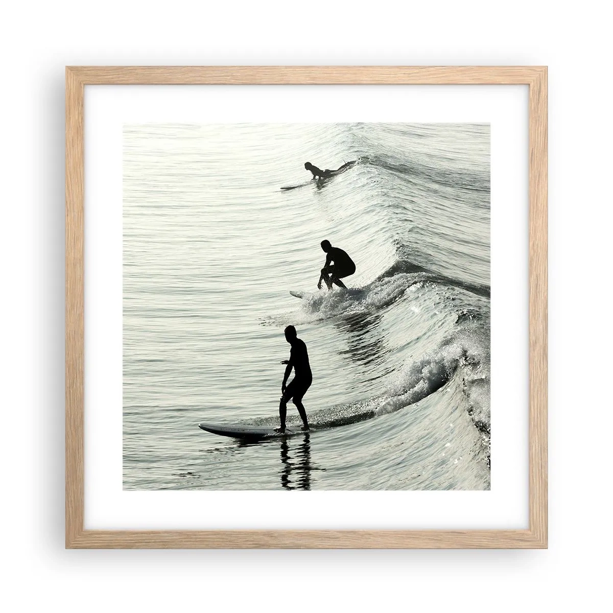 Poster in cornice rovere chiaro - Onde all'incontro - 40x40 cm