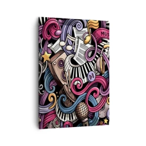 Quadro su tela - Stampe su Tela - Un'astrazione musicale piena di strumenti colorati e note. - 50x70cm - Melodia complicata - Decorazione murale moderna per soggiorno e camera da letto ARTTOR