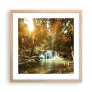 Poster in cornice rovere chiaro - Cascata nel parco - 40x40 cm