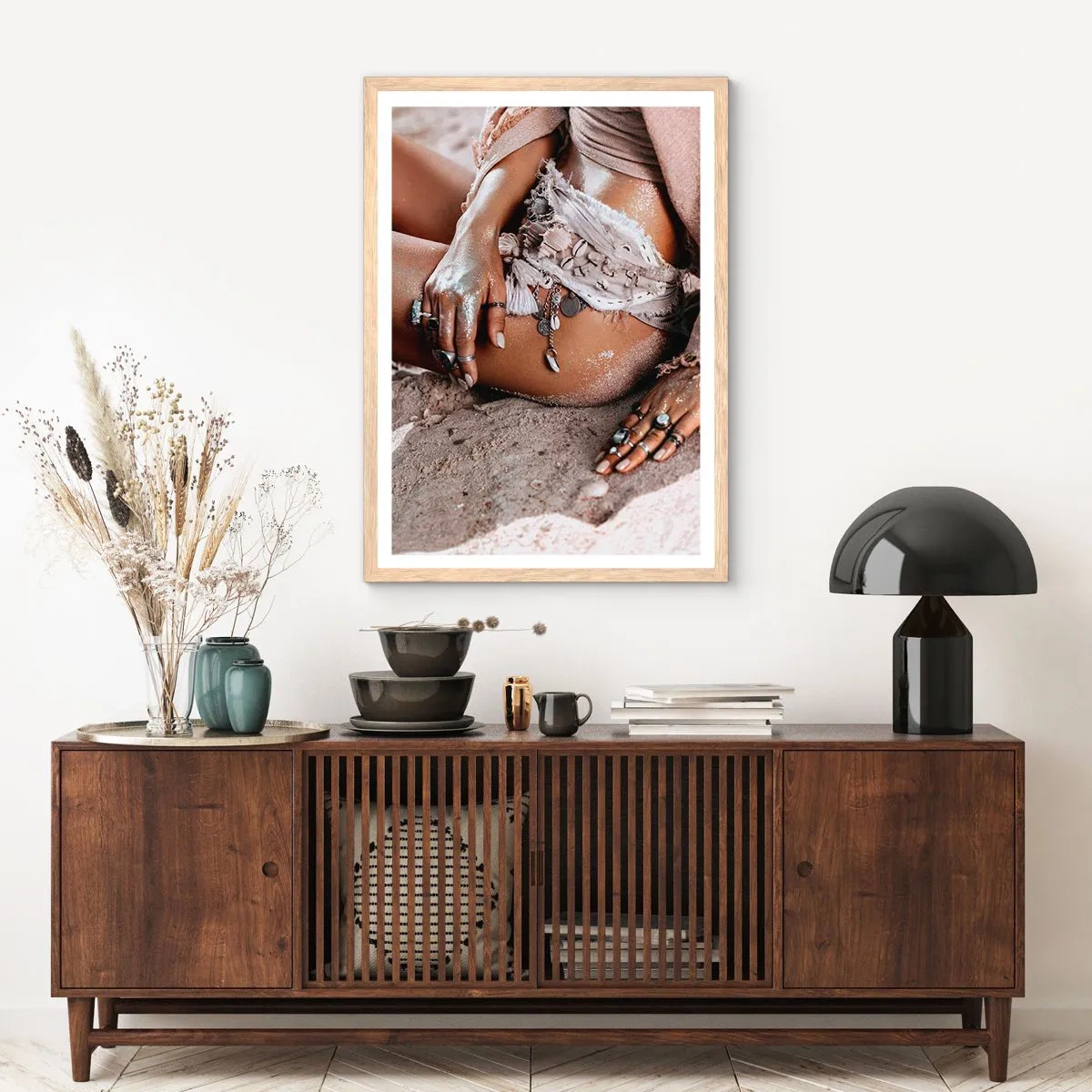 Poster in cornice rovere chiaro - Gettata dalle onde? - 40x50 cm