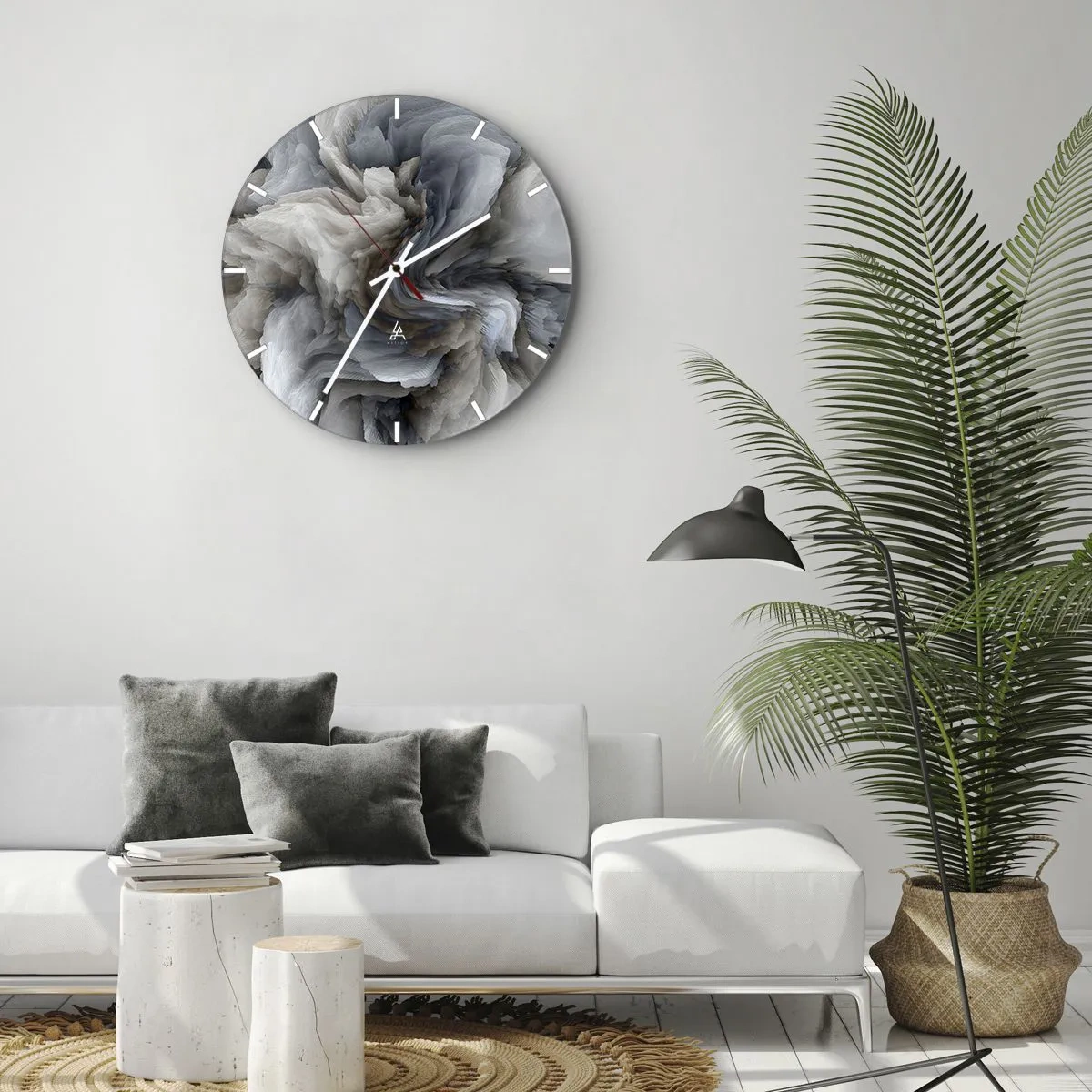 Orologio da parete - Orologio in Vetro - Una forma delicata che ricorda un fiore fatto di pietra - 30x30cm - Pietra in fiore - Decorazione murale moderna per soggiorno, cucina e camera da letto ARTTOR