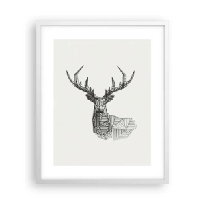 Poster in cornice bianca - Cervo in stile cubista - 40x50 cm