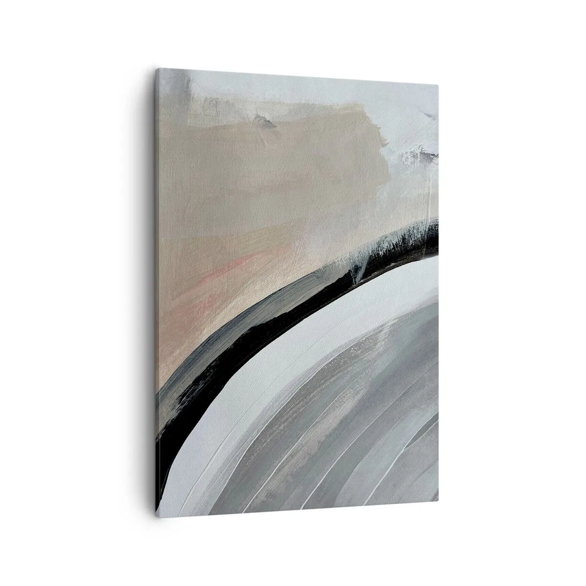 Quadro su tela - Stampe su Tela - Arco astratto nei toni del nero, grigio e beige - 50x70cm - Composizione: arco di nero e grigio - Decorazione murale moderna per soggiorno e camera da letto ARTTOR