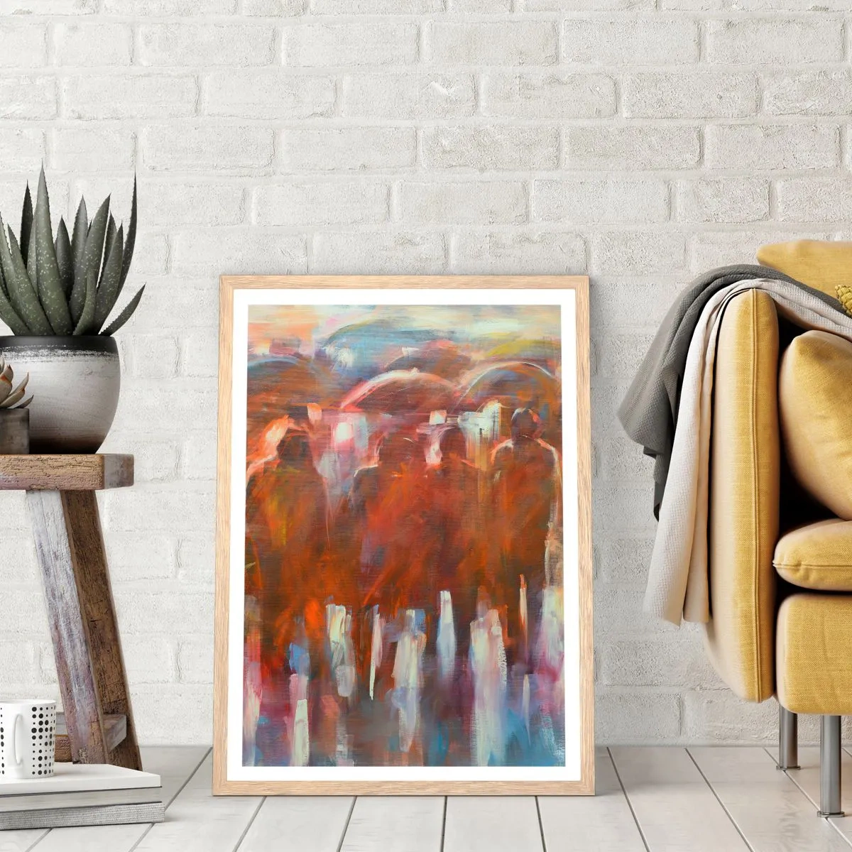 Poster in cornice rovere chiaro - Uguali nella pioggia e nella nebbia - 30x40 cm