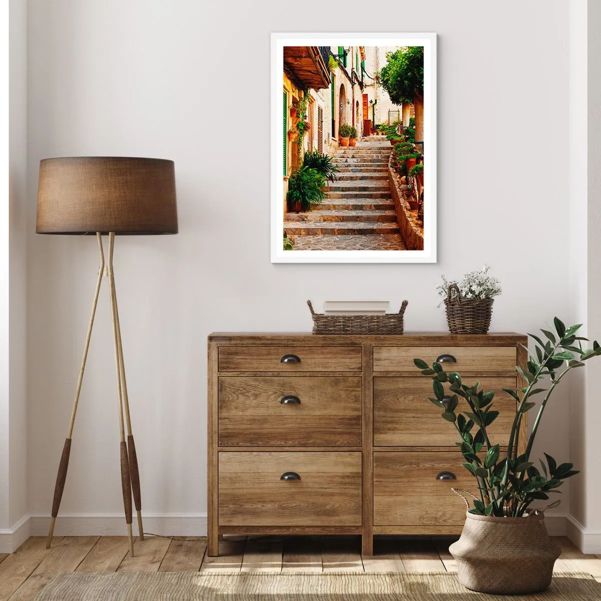 Poster in cornice bianca - Il fascino delle vacanze spagnole - 50x70 cm