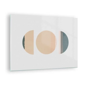 Quadro su vetro - Motivi geometrici minimalisti in colori pastello - 70x50cm - Un cerchio dopo l'altro - Decorazione murale moderna per soggiorno e camera da letto ARTTOR