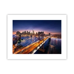 Poster - Il ponte luminoso fino al cuore della città - 40x30 cm