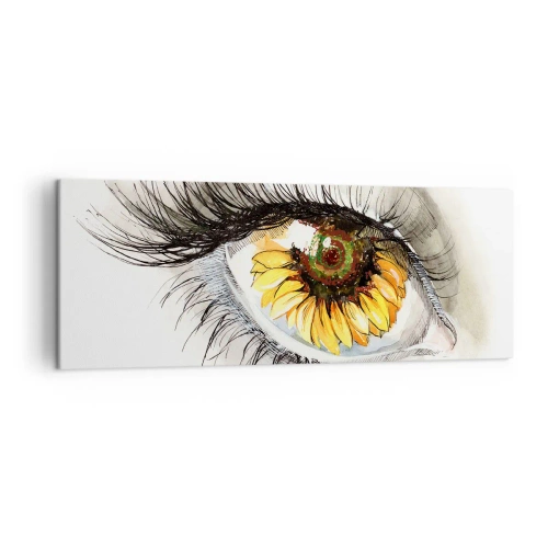 Quadro su tela - Stampe su Tela - Occhio artistico con iride a forma di girasole - 140x50cm - Uno sguardo caldo come l'estate - Decorazione murale moderna per soggiorno e camera da letto ARTTOR