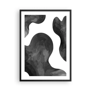 Poster in cornice nera - Composizione astratta in bianco e nero con forme organiche - 50x70cm - Via Lattea - Decorazione murale moderna per soggiorno e camera da letto ARTTOR