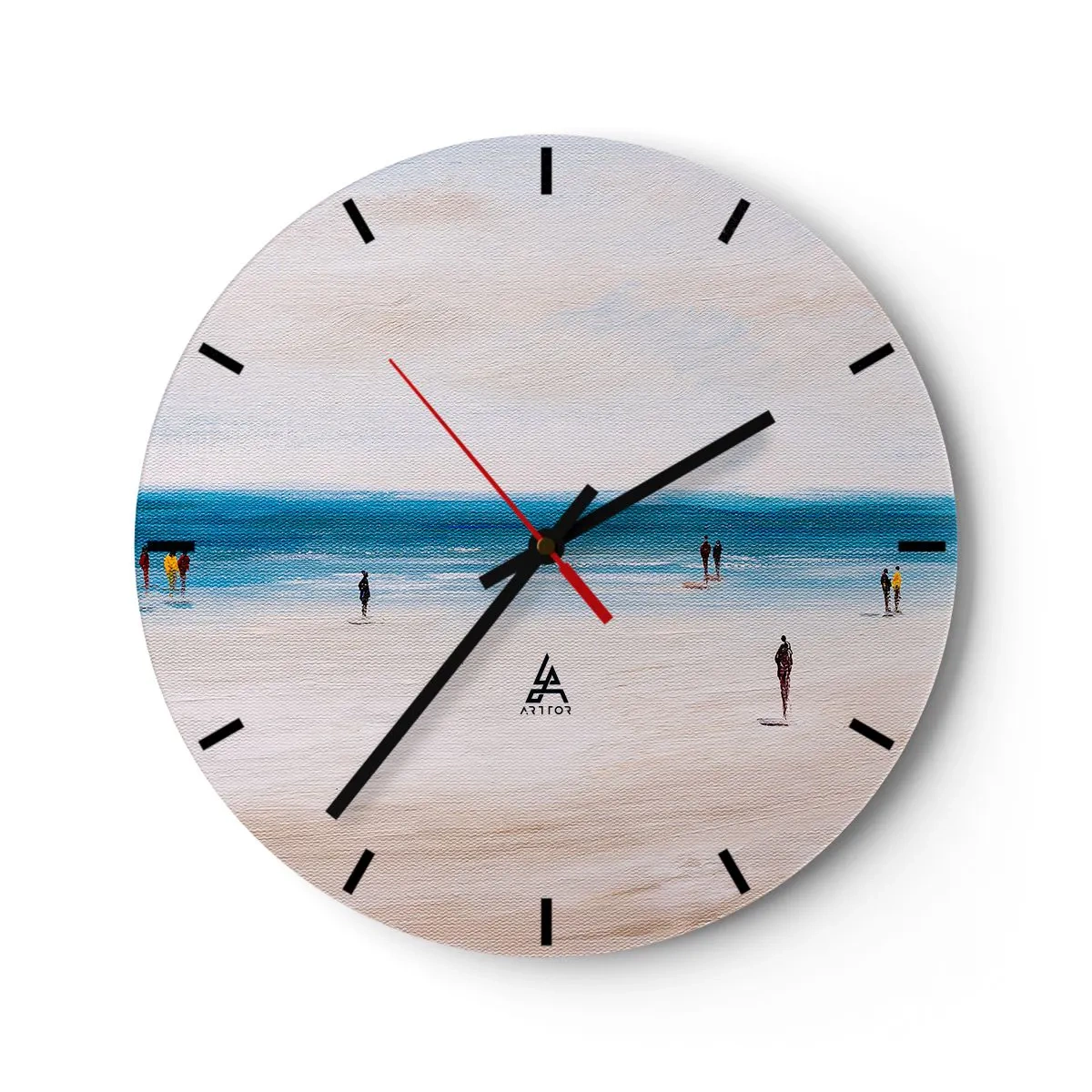 Orologio da parete - Orologio in Vetro - Figure che camminano sulla spiaggia con vista sul mare calmo - 30x30cm - Un bisogno naturale - Decorazione murale moderna per soggiorno, cucina e camera da letto ARTTOR