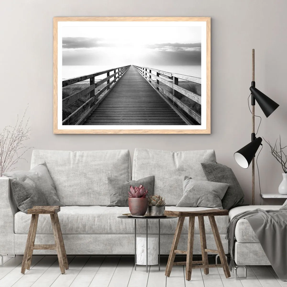 Poster in cornice rovere chiaro - Sempre più lontano - 100x70 cm