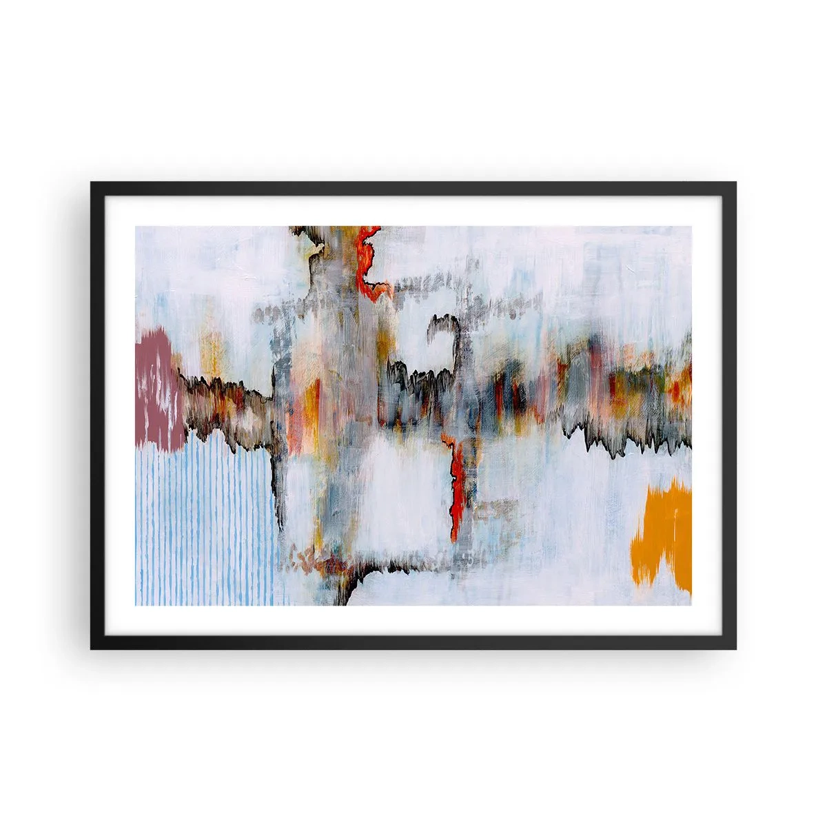 Poster in cornice nera - Motivo astratto con colori vivaci su uno sfondo chiaro - 70x50cm - Scritto sull'acqua - Decorazione murale moderna per soggiorno e camera da letto ARTTOR