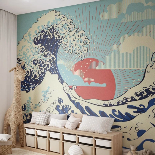 Fotomurali Premium Sand - Di ispirazione giapponese - Astrazione, Onda Marina, Mare - 200x140 cm