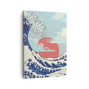 Quadro su tela - Stampe su Tela - Onde dell'oceano e un tramonto in stile giapponese - 50x70cm - Di ispirazione giapponese - Decorazione murale moderna per soggiorno e camera da letto ARTTOR
