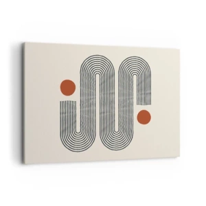Quadro su tela - Stampe su Tela - Motivo geometrico con linee e cerchi arancioni - 100x70cm - Dall'inizio alla fine - Decorazione murale moderna per soggiorno e camera da letto ARTTOR