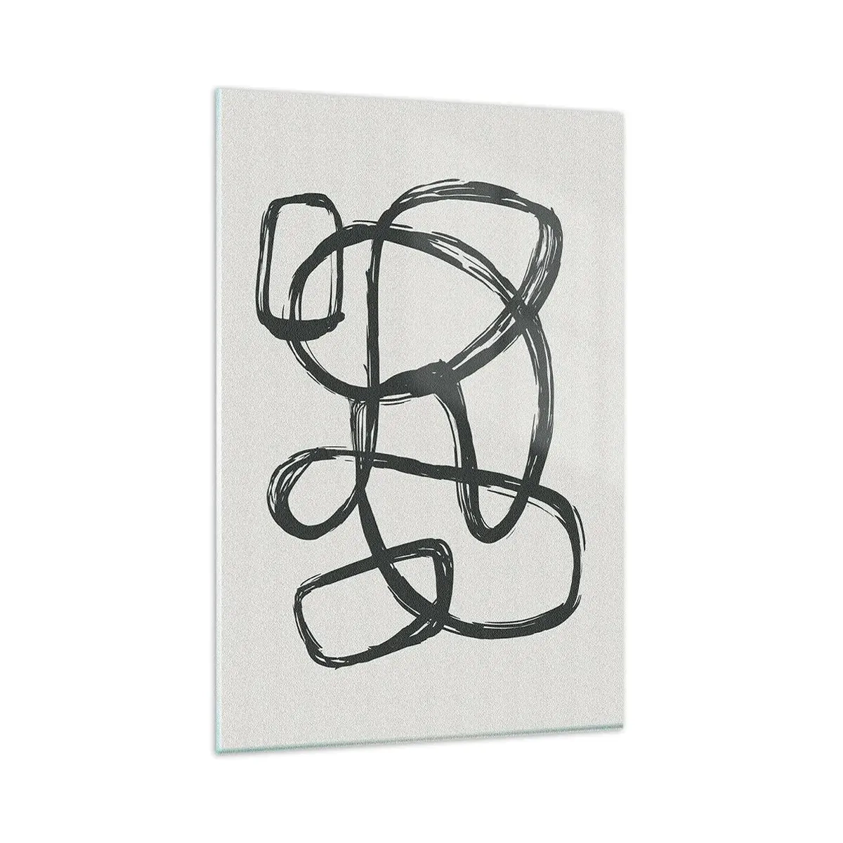 Quadro su vetro - Linee astratte che creano forme libere su uno sfondo chiaro - 80x120cm - Astrazione aggrovigliata - Decorazione murale moderna per soggiorno e camera da letto ARTTOR