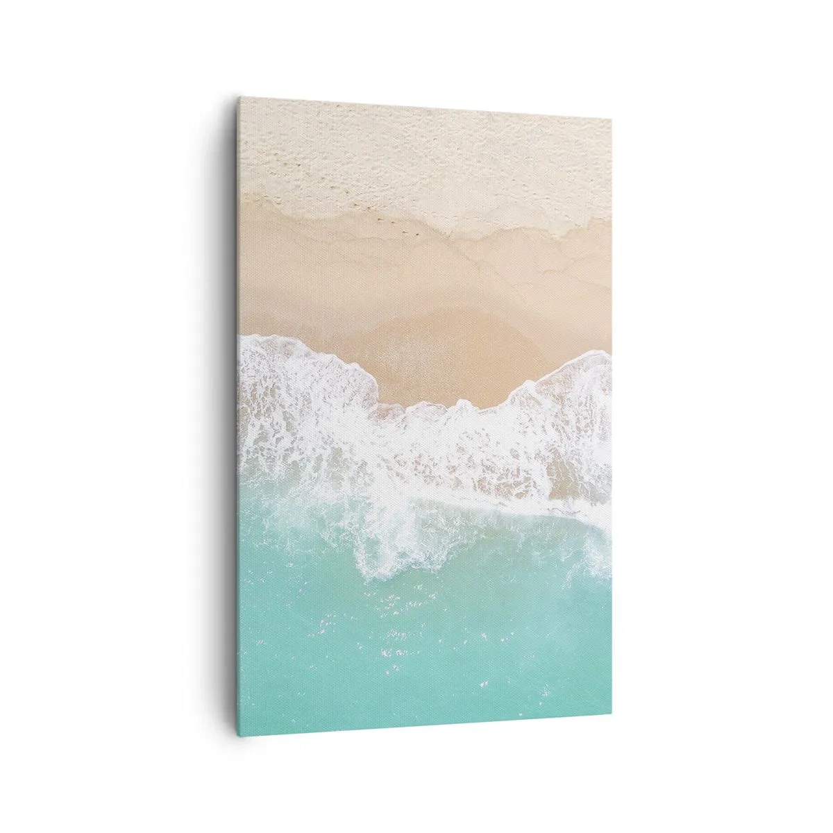 Quadro su tela - Stampe su Tela - Una vista a volo d'uccello di una spiaggia con acqua turchese e onde dolci - 80x120cm - Un tocco carezzevole - Decorazione murale moderna per soggiorno e camera da letto ARTTOR