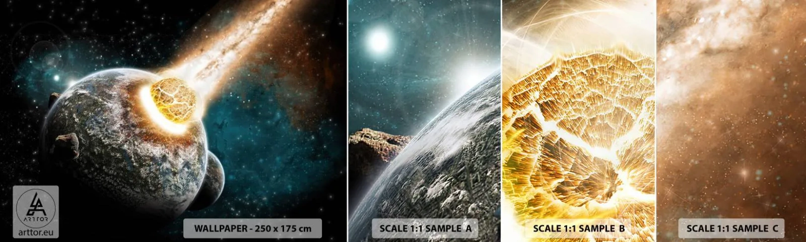 Campione Di Fotomurale Standard Eco - Estinzione o nascita? - Astrazione, Cosmo, Cometa - 100x30 cm