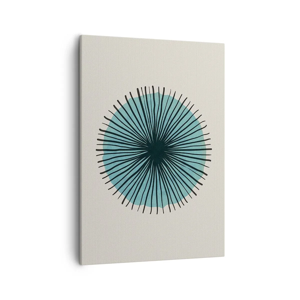 Quadro su tela - Stampe su Tela - Forma circolare astratta con raggi blu - 50x70cm - Radiosamente nel blu - Decorazione murale moderna per soggiorno e camera da letto ARTTOR