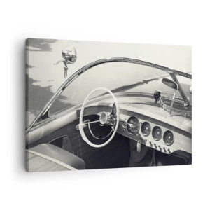 Quadro su tela - Stampe su Tela - Interni di auto d'epoca in stile monocromatico - 70x50cm - Il ricco e il povero - Decorazione murale moderna per soggiorno e camera da letto ARTTOR