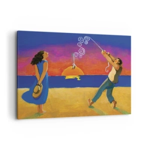 Quadro su tela - Stampe su Tela - Figure in riva al mare al tramonto - 100x70cm - Più delle stelle del cielo - Decorazione murale moderna per soggiorno e camera da letto ARTTOR