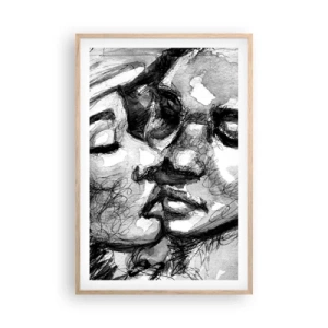 Poster in cornice rovere chiaro - Un attimo di tenerezza - 61x91 cm