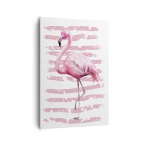 Quadro su tela - Stampe su Tela - Fenicottero su sfondo rosa in stile minimalista - 70x100cm - Con dignità, sebbene in rosa - Decorazione murale moderna per soggiorno e camera da letto ARTTOR