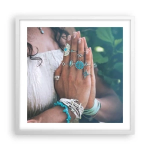 Poster in cornice bianca - Benvenuto al centro dell'essere - 50x50 cm