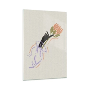 Quadro su vetro - Un bouquet di fiori minimalista in uno stile delicato - 80x120cm - Tocco delicato - Decorazione murale moderna per soggiorno e camera da letto ARTTOR
