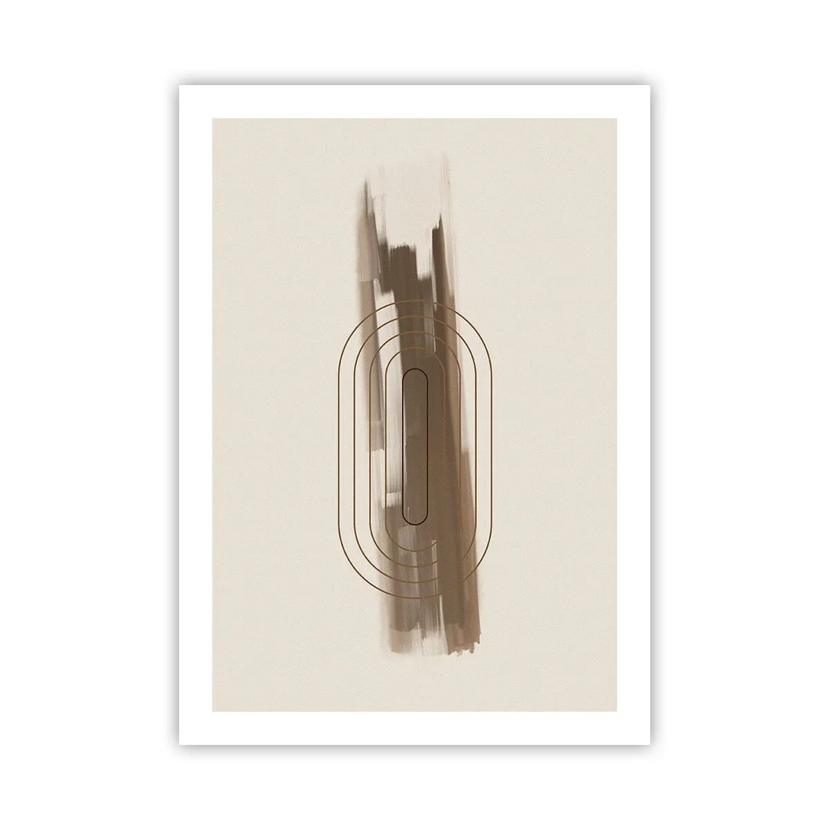 Poster - Forma geometrica nei toni del marrone e del beige - 50x70cm - Un soffio di grigio - Decorazione murale moderna per soggiorno e camera da letto ARTTOR