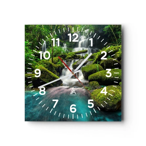 Orologio da parete - Orologio in Vetro - Turchese, zaffiro e argento liquido - 40x40 cm