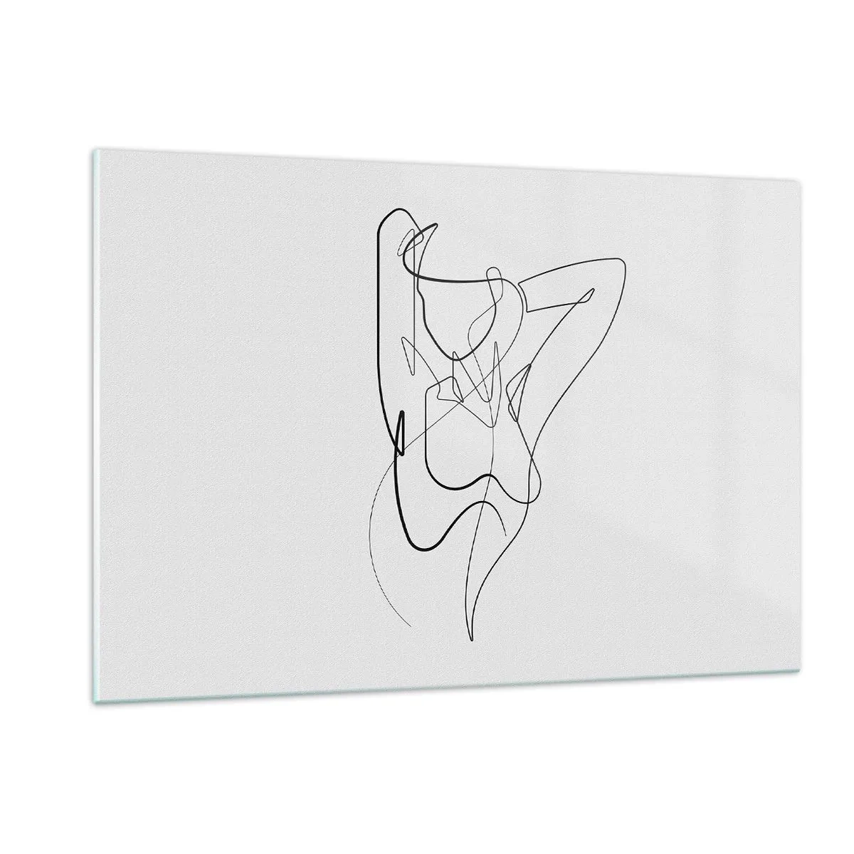 Quadro su vetro - Una silhouette femminile disegnata con una singola linea su uno sfondo bianco - 120x80cm - Davvero, come sei... - Decorazione murale moderna per soggiorno e camera da letto ARTTOR