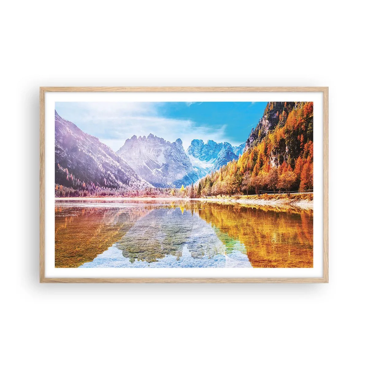 Poster in cornice rovere chiaro - E nei monti è già autunno - 91x61 cm